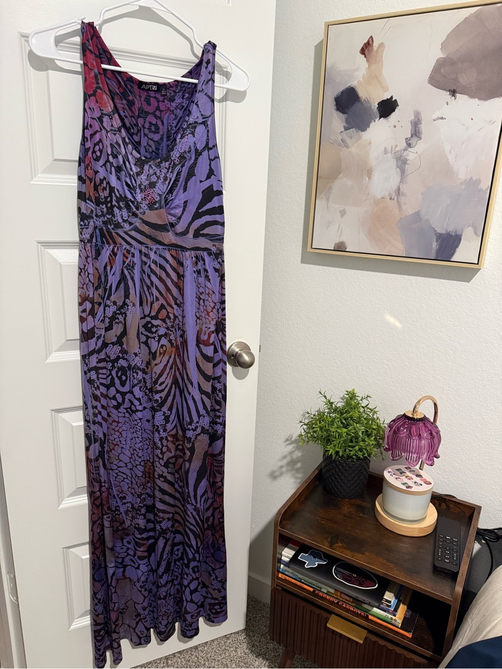 VINTAGE: APT. 9 Purple Animal Print Maxi Dress Size XL